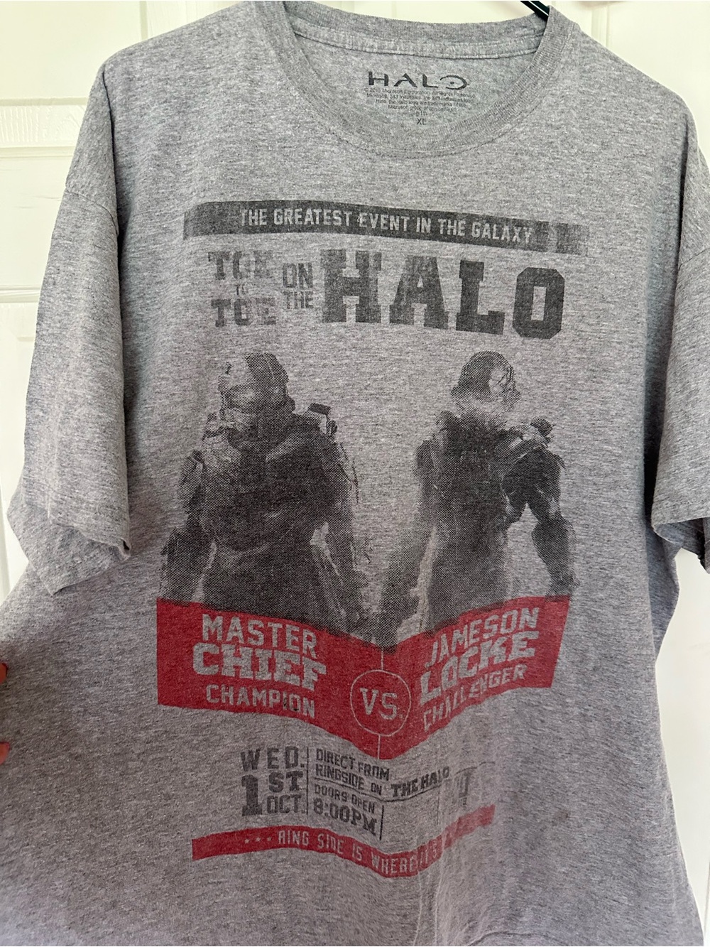 Halo Gray Graphic Crewneck Tee with Black Print